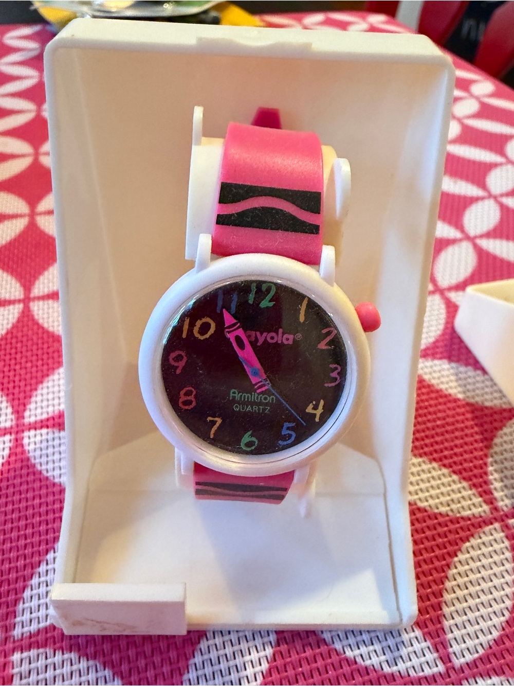 New in Box Crayola Armitron quartz watch from the 80s/90s. Hot pink watch band.